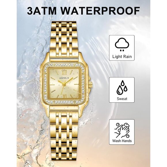 ⚡Ladies Watches for Women Square Luxury Stainless Steel Small Wrist Watch - Picture 4 of 8